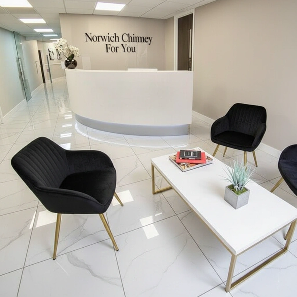 Norwich Chimney For You modern office reception at 109 Salem Turnpike Suite N1, Norwich CT